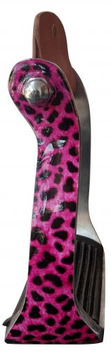 Showman Teal or Pink Cheetah print stirrups #2